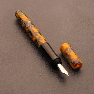 Fountain Pen - Bock #6 - 12 mm - Amazona - 'O La Orange Cellulose Acetate & SEM Ebonite