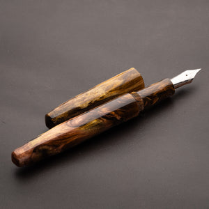 Fountain Pen - Bock #6 - 13 mm - In-house cast with copper, gold and brown