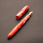 Load image into Gallery viewer, Fountain Pen - Bock #6 - 13 mm - In-house cast with orange, white and red
