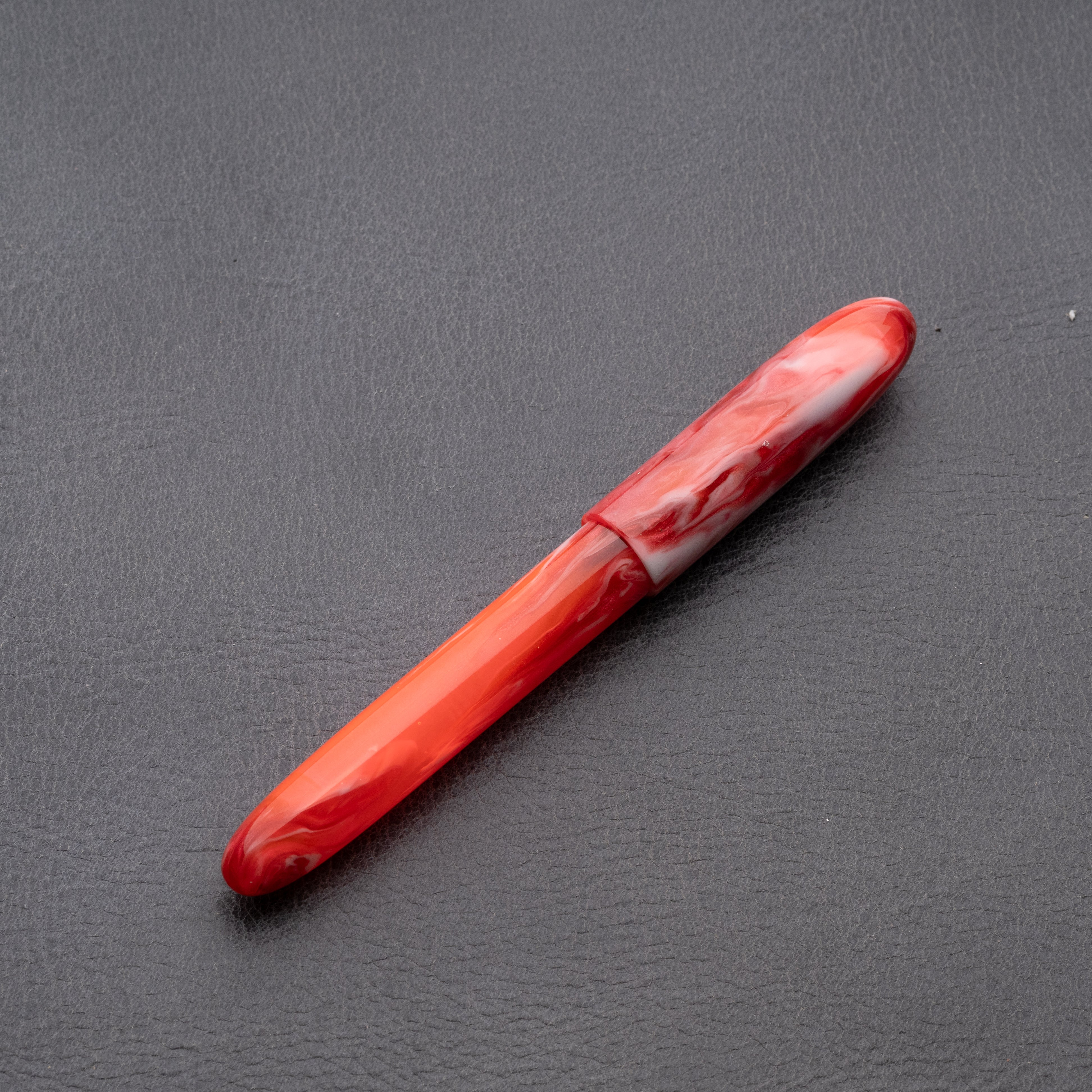 Fountain Pen - Bock #6 - 13 mm - In-house cast with orange, white and red
