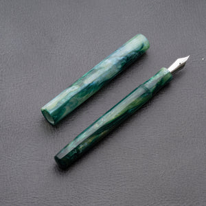 Fountain Pen - Bock #6 - 13 mm - In house cast from multiple greens and a bit of blue