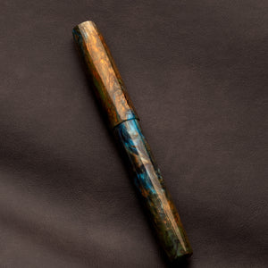 Fountain Pen - Bock #6 - 14 mm - In-house cast with copper, green and blue