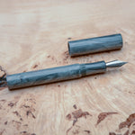 Load image into Gallery viewer, Fountain Pen - JoWo #6 - 13 mm - In-house material with swirls of white, grey and copper
