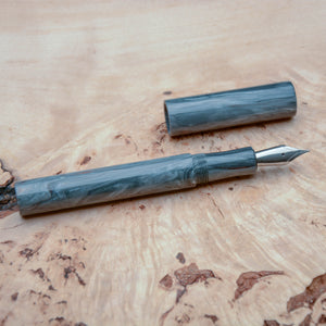 Fountain Pen - JoWo #6 - 13 mm - In-house material with swirls of white, grey and copper