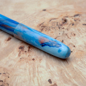 Fountain Pen - JoWo #6 - 13 mm - In-house material with swirls of white, blue and copper