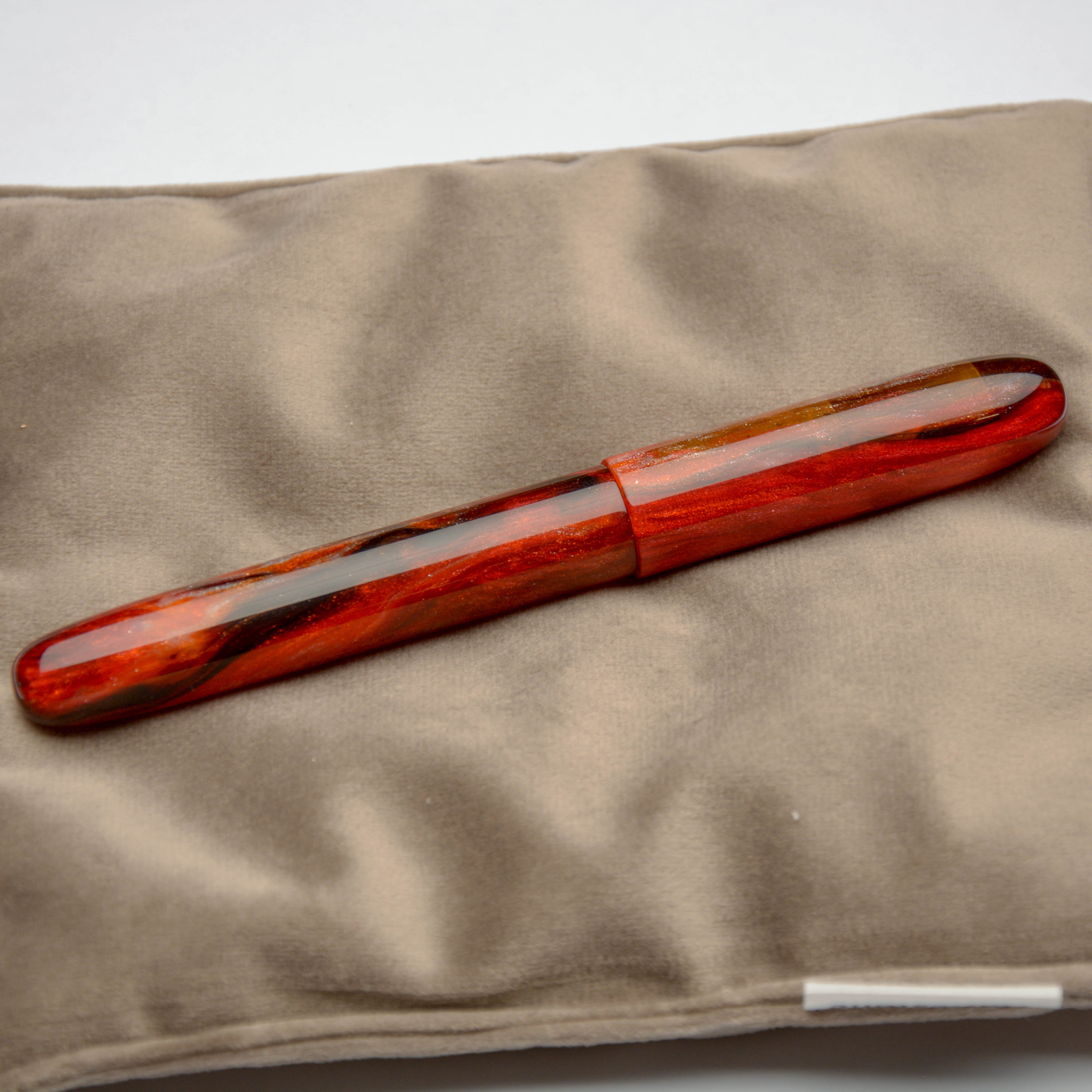 Fountain Pen - Jowo #6 - 13 mm - In-house semi transparent material with red, black and silver