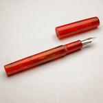 Load image into Gallery viewer, Fountain Pen - Bock #6 - 13 mm - In-house semi transparent material with multiple reds and gold
