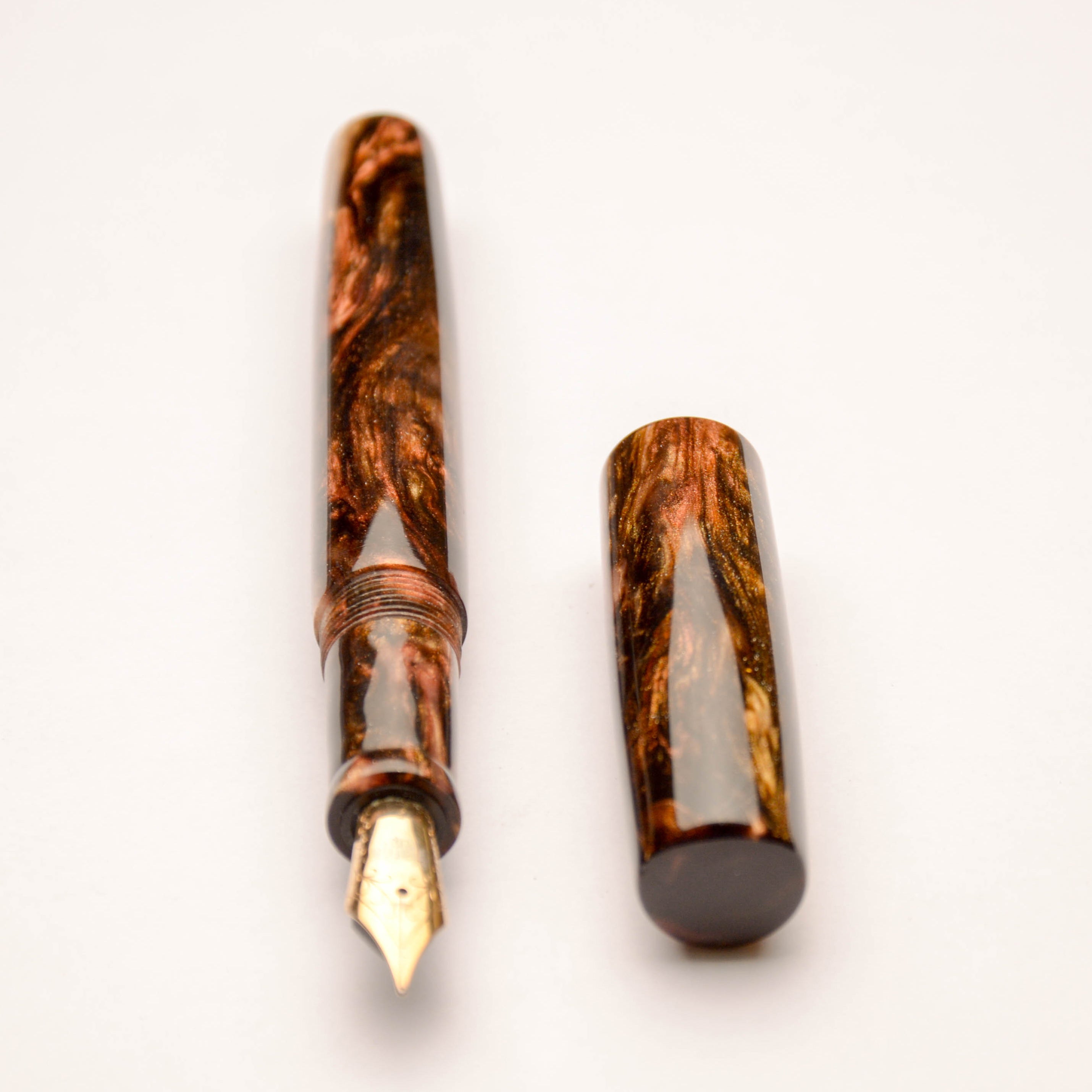 Fountain Pen - JoWo #6 - 13 mm - In-house material with brown, gold, copper and rose gold