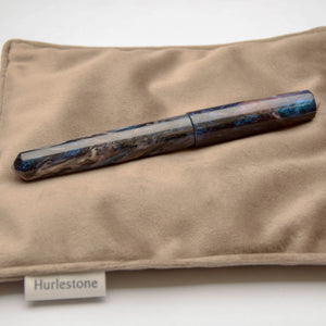 Fountain Pen - Bock #6 - 13 mm - In house cast with dark blue, white, purple and interference blue