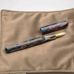 Load image into Gallery viewer, Fountain Pen - Bock #6 - 13 mm - In house cast with dark blue, white, purple and interference blue
