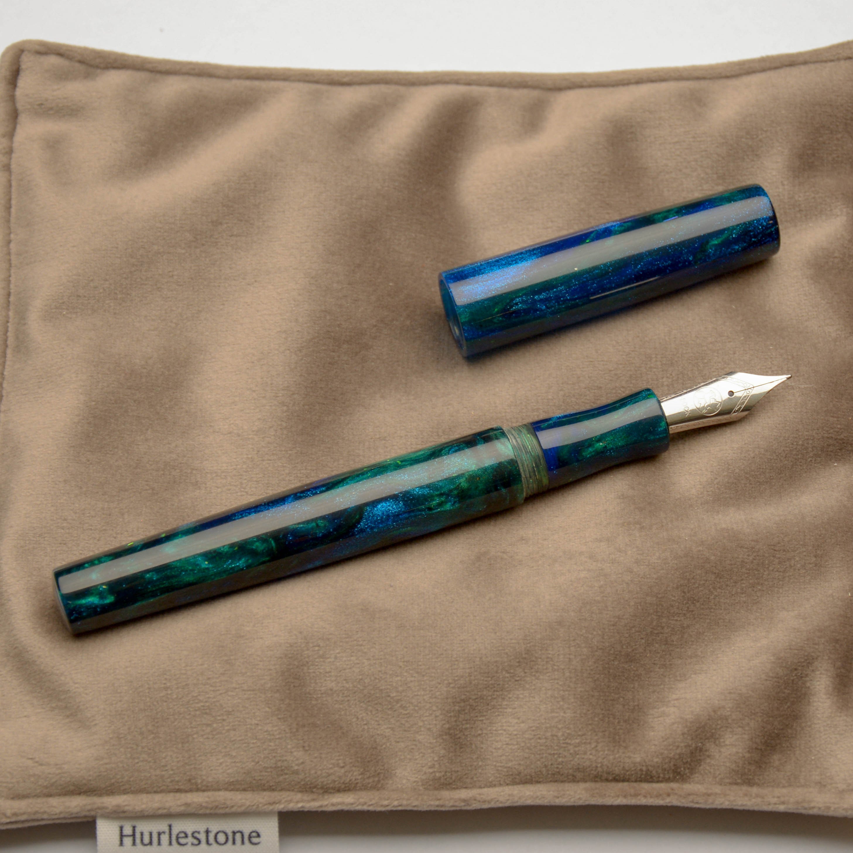 Fountain Pen - Bock #6 - 13 mm - In-house deep ocean blue/green material