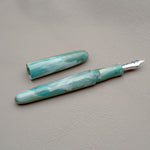 Load image into Gallery viewer, Fountain Pen - Bock #6 - 13 mm - In-house silver, green and pastel blue material
