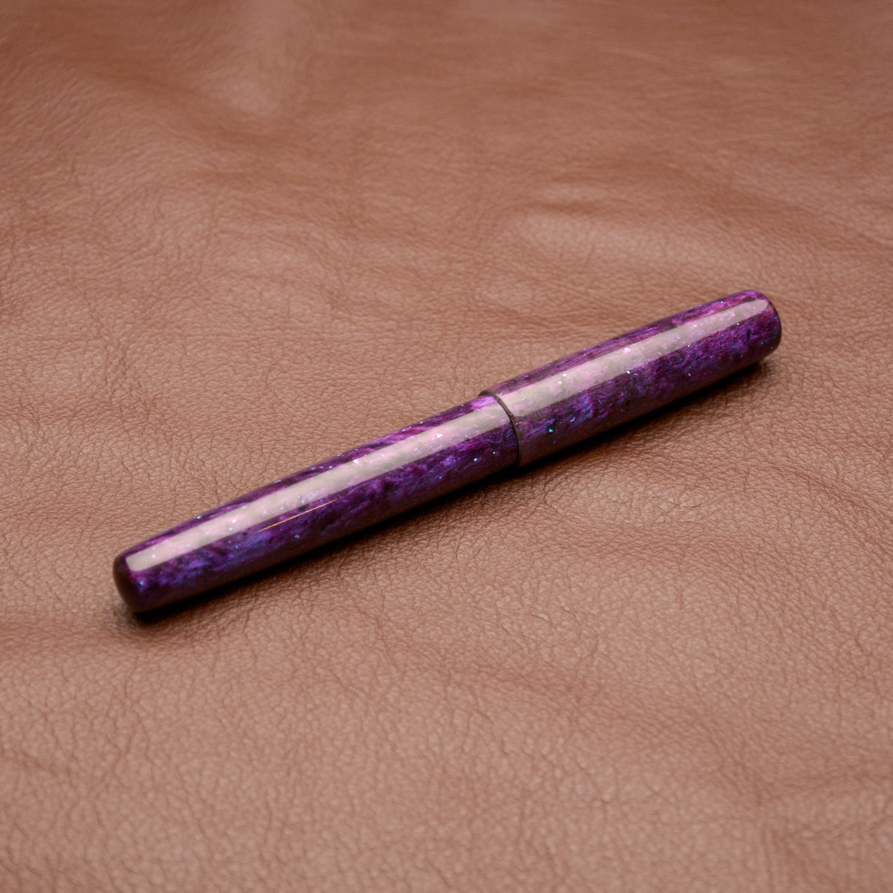 Fountain Pen - Bock #6 - 14 mm - In-house "Pavlov" material, purple to bluegreen