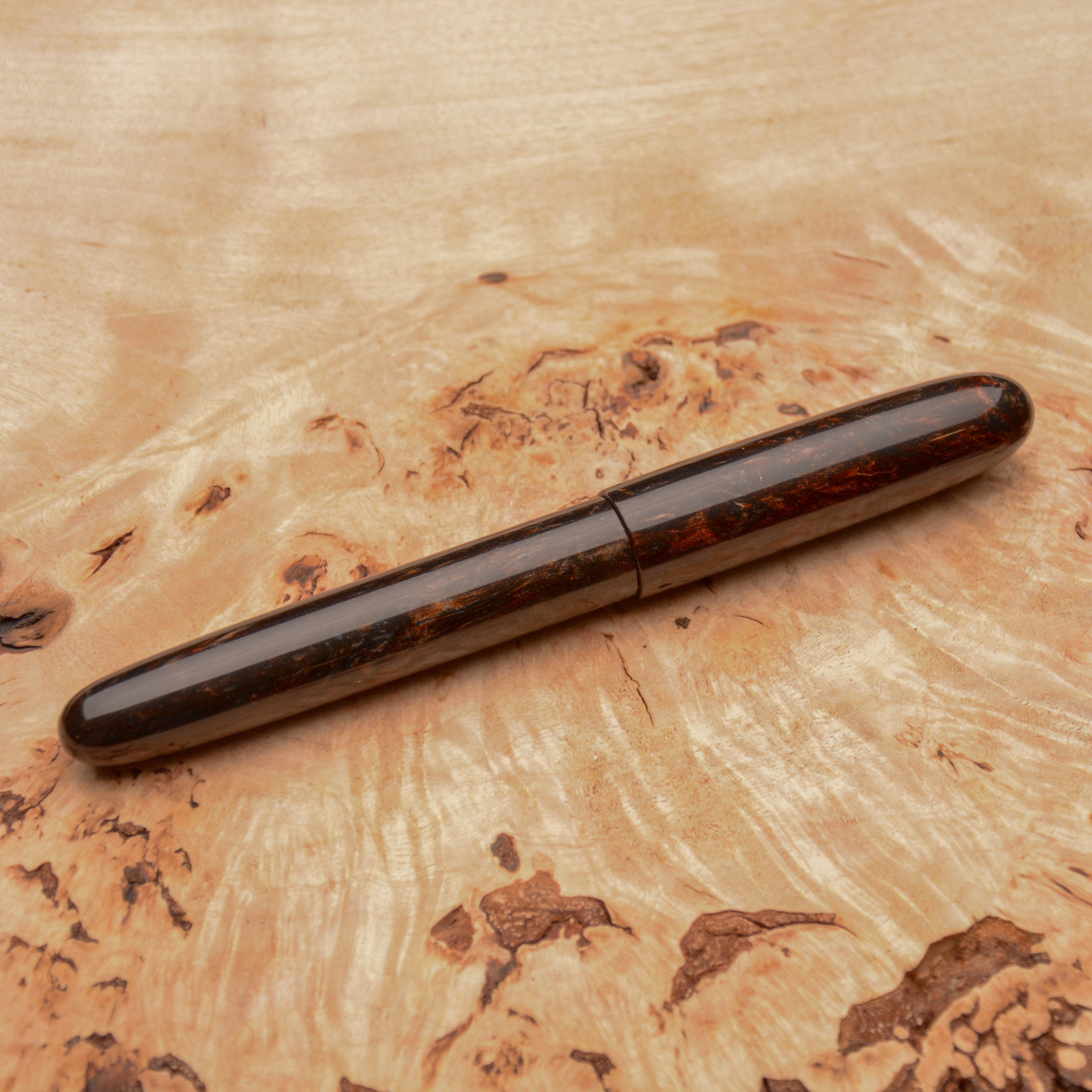 Fountain Pen - Bock #6 - 13 mm - In-house black, red, brown and silver