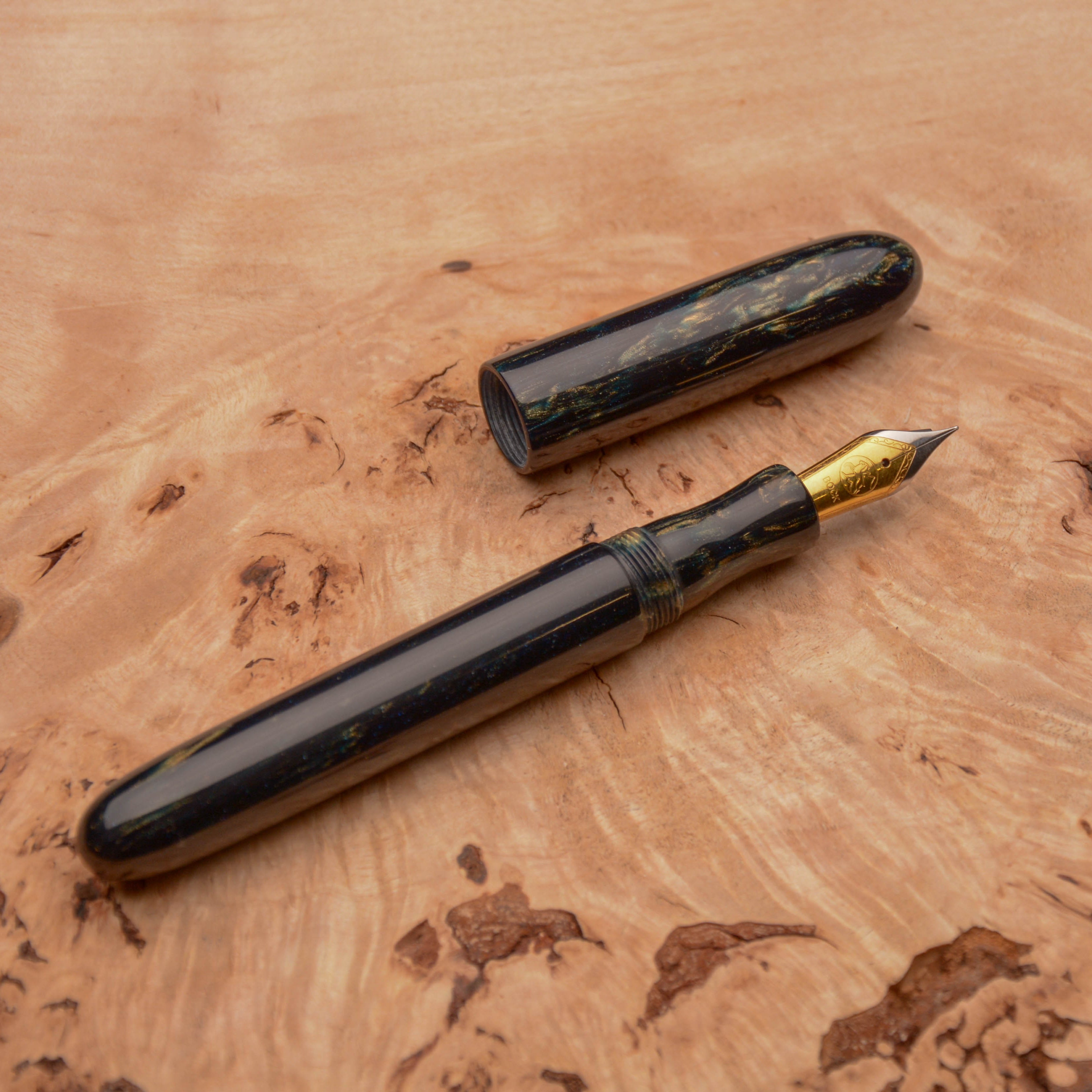 Fountain Pen - Bock #6 - 13 mm - In-house black, blue, gold and green