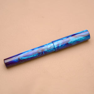 Fountain Pen - Bock #6 - 13 mm - In house cast with multiple blues and real gold flakes