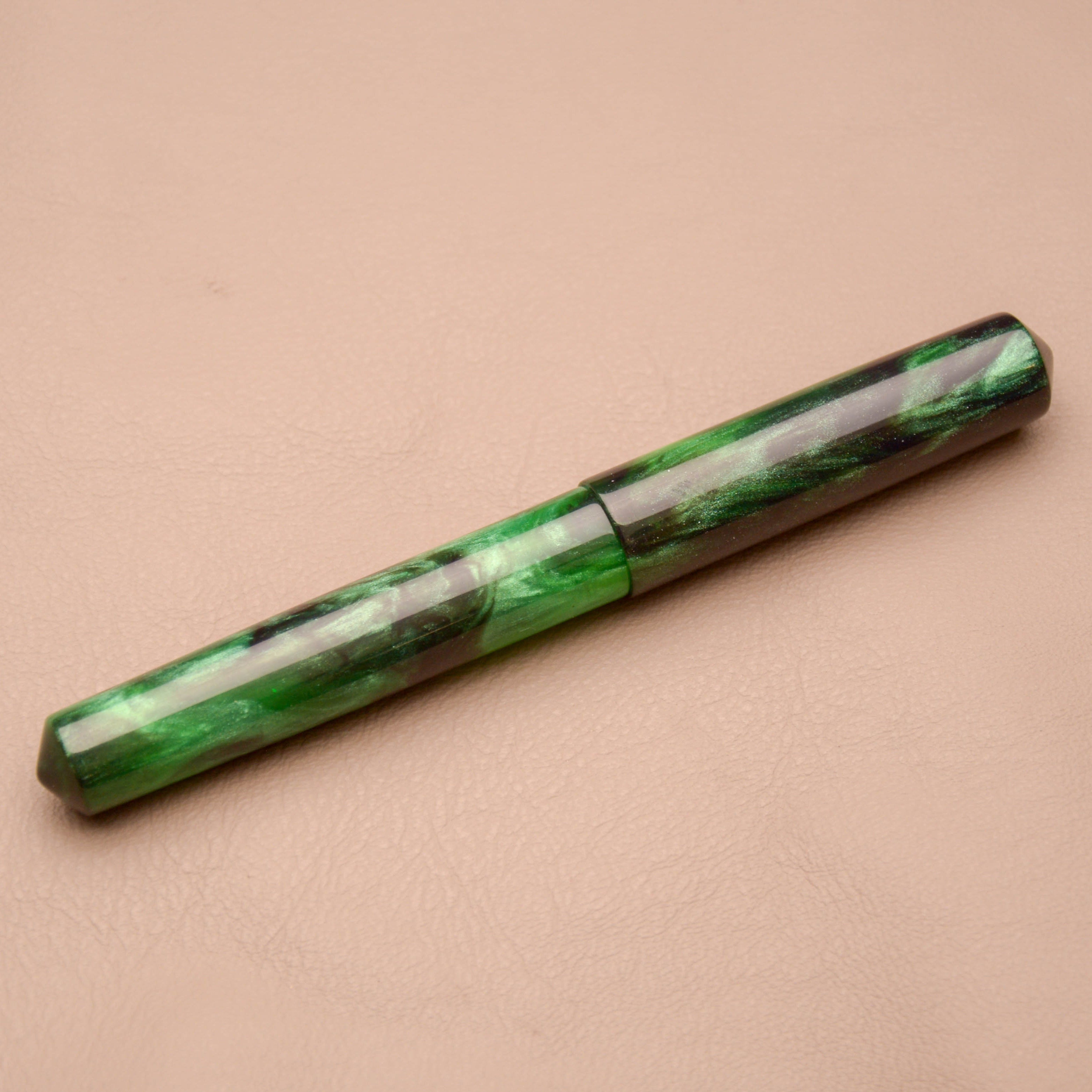 Fountain Pen - Bock #6 - 13 mm - In house cast with green and black