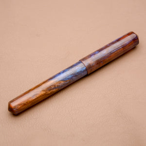 Fountain Pen - Bock #6 - 13 mm - In house cast with semi transparent interference blue, browns and reds