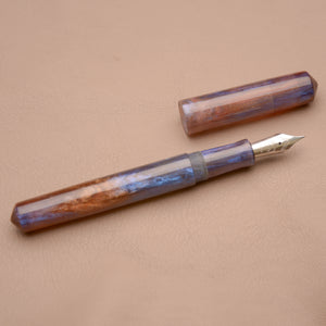 Fountain Pen - Bock #6 - 13 mm - In house cast with semi transparent interference blue, browns and reds
