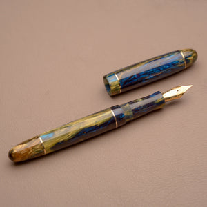 Fountain Pen - Jowo #6 - 13 mm - Blue, black and gold with brass details