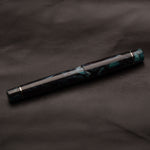 Load image into Gallery viewer, Fountain Pen - Bock #6 - 13 mm - In house cast, black, mint and white pearl with Nickel Silver details
