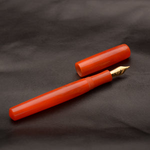 Fountain Pen - Bock #6 - 13 mm - In-house cast with golden sparkle in transparent orange