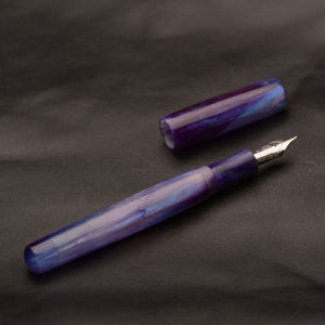 Fountain Pen - Bock #6 - 13 mm - In-house cast with different hues of purple, interference blue and interference purple purple
