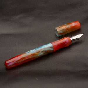 Fountain Pen - Bock #6 - 12 mm - Amazona - In-house blue, red and orange
