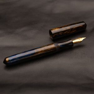 Fountain Pen - Bock #6 - 14 mm - In-house cast with brown, dark blue and gold