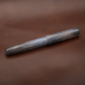 Fountain Pen - Bock #6 - 14 mm - Semitransparent In-house cast with blues, grey and a slight amount of gold