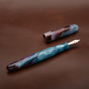 Fountain Pen - Bock #6 - 13 mm - In-house cast with red, purple and turquoise