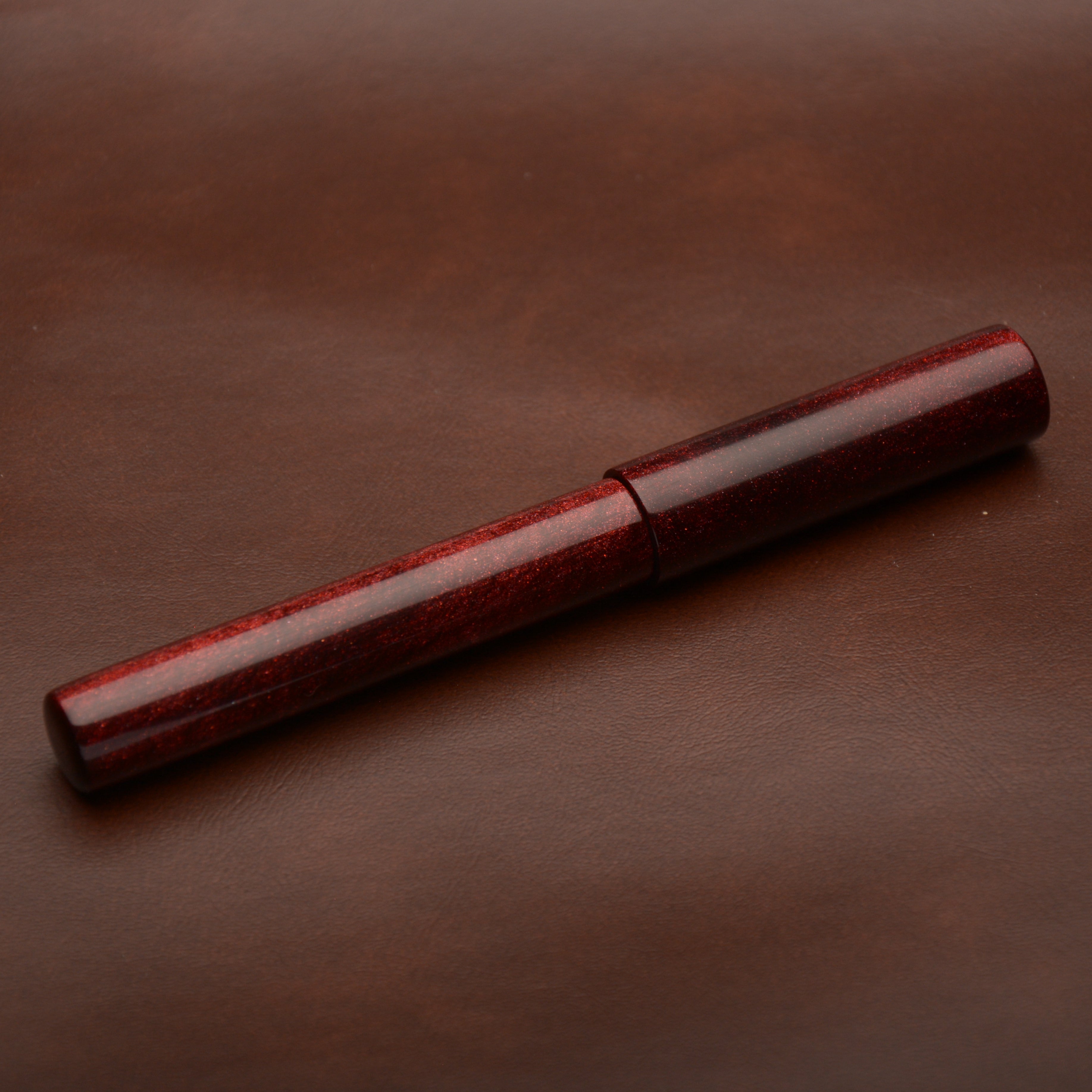 Fountain Pen - Bock #6 - 13 mm - DiamondCast Black Cherry and Red Nikko Ebonite with Brass detail