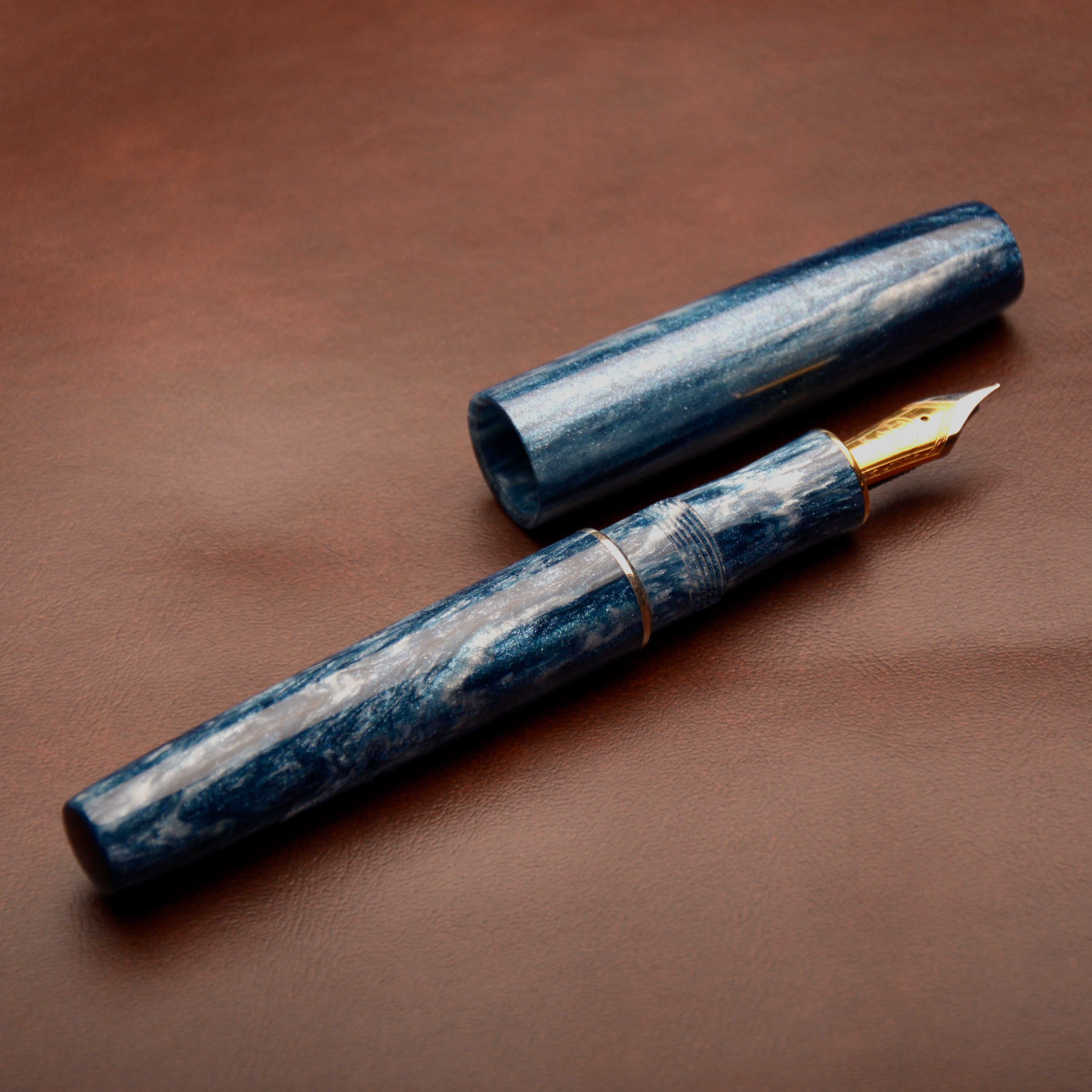 Fountain Pen - Bock #6 - 14 mm - DiamondCast Midnight Skies with Nickel Silver and Brass details