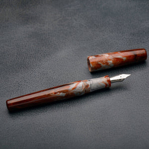 Fountain Pen - Bock #6 - 14 mm - In house cast with different oranges and grey