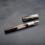Load image into Gallery viewer, Fountain Pen - Bock #6 - 14 mm - In house cast with orange, dark browns and white

