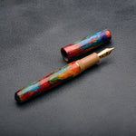 Load image into Gallery viewer, Fountain Pen - Bock #6 - 14 mm - DiamondCast Oil Slick with Brass and Acrylic accents
