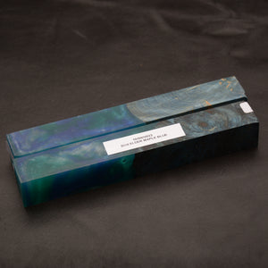 Hybrid Wood - Blue Dyed Box Elder Maple Burl with Blue and Green resin