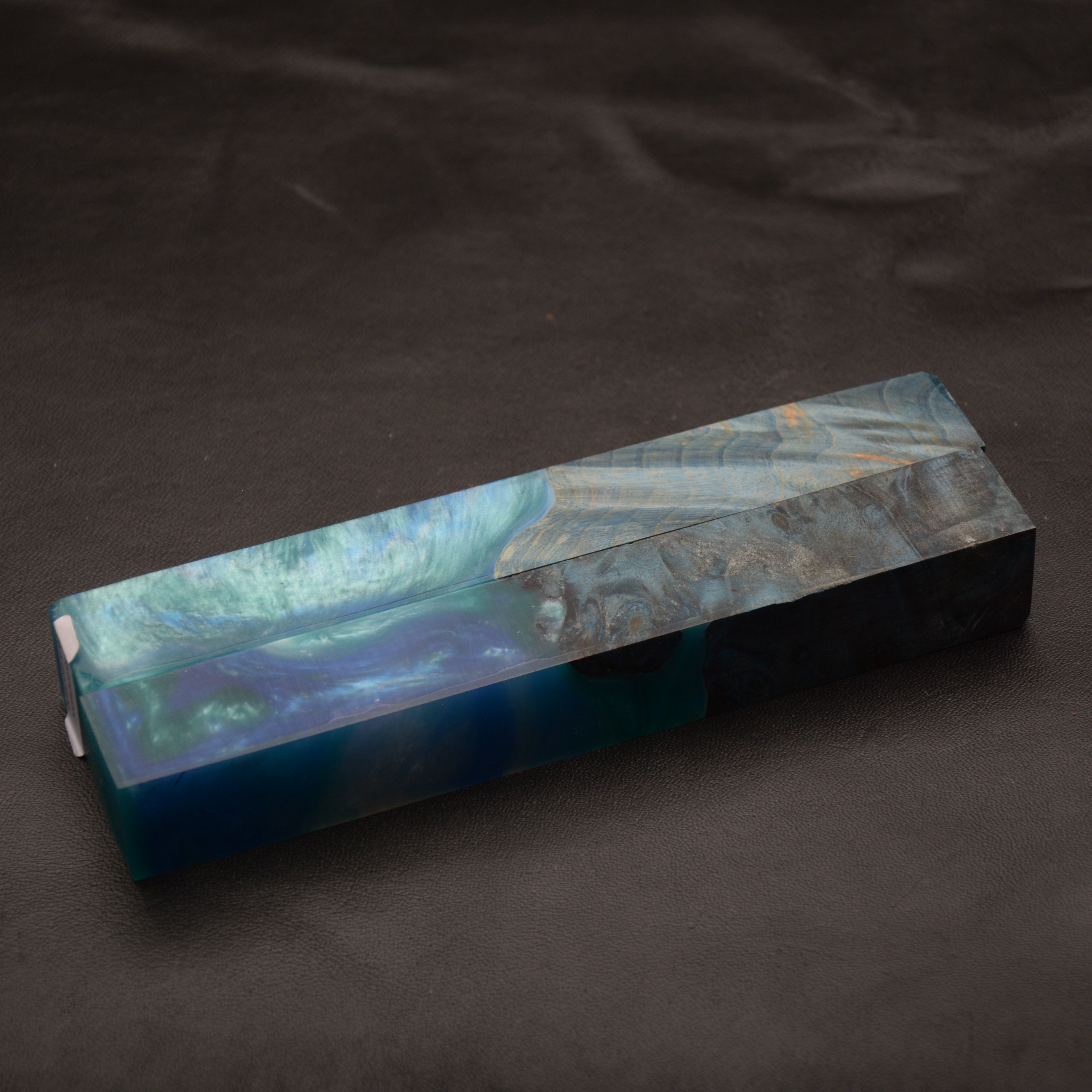 Hybrid Wood - Blue Dyed Box Elder Maple Burl with Blue and Green resin