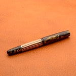 Load image into Gallery viewer, Fountain Pen - Bock #6 - 13 mm - In-house blue with tortoise stripe and brass details
