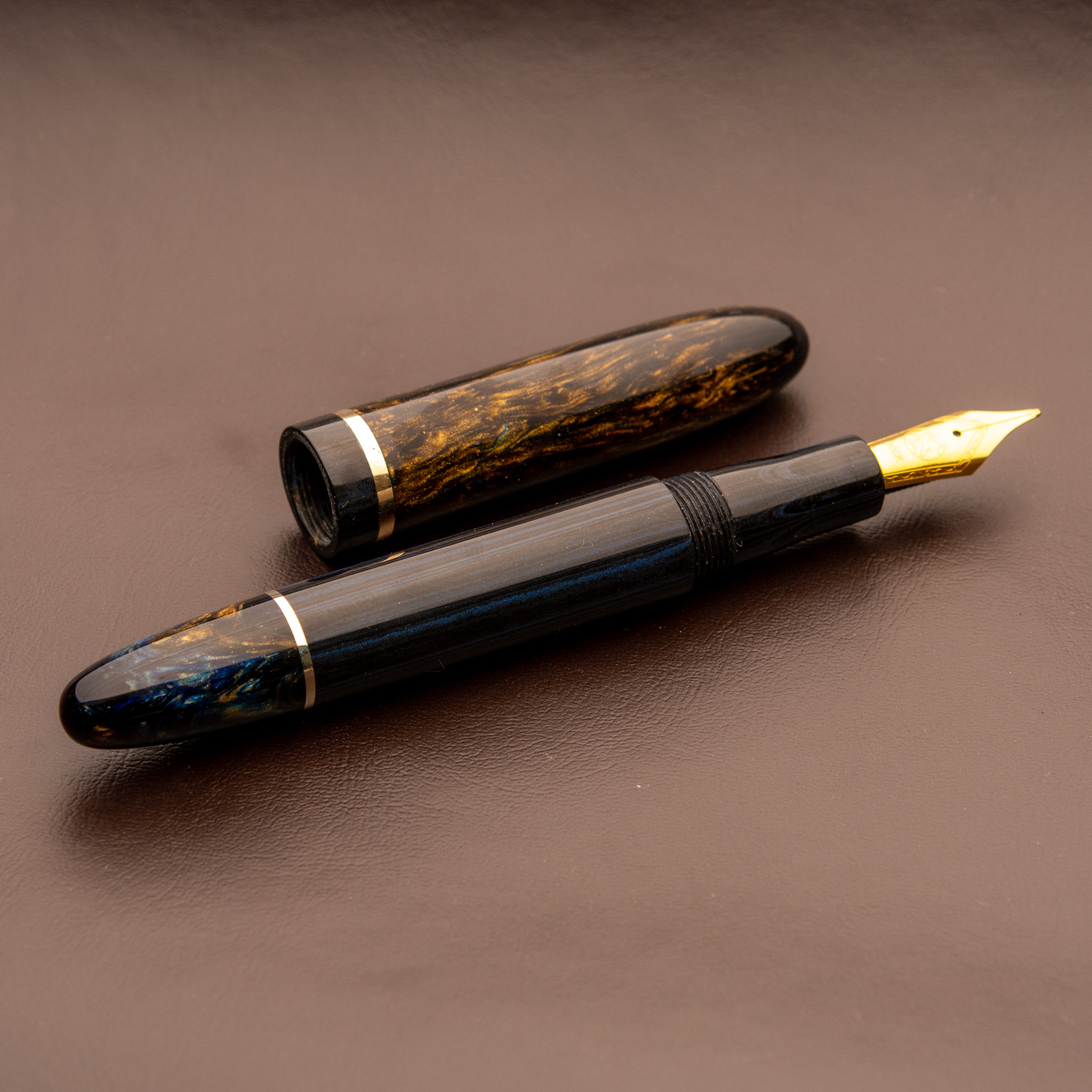 Fountain Pen - Bock #6 - 13 mm - SEM Denim Blue ebonite combined with an in-house cast