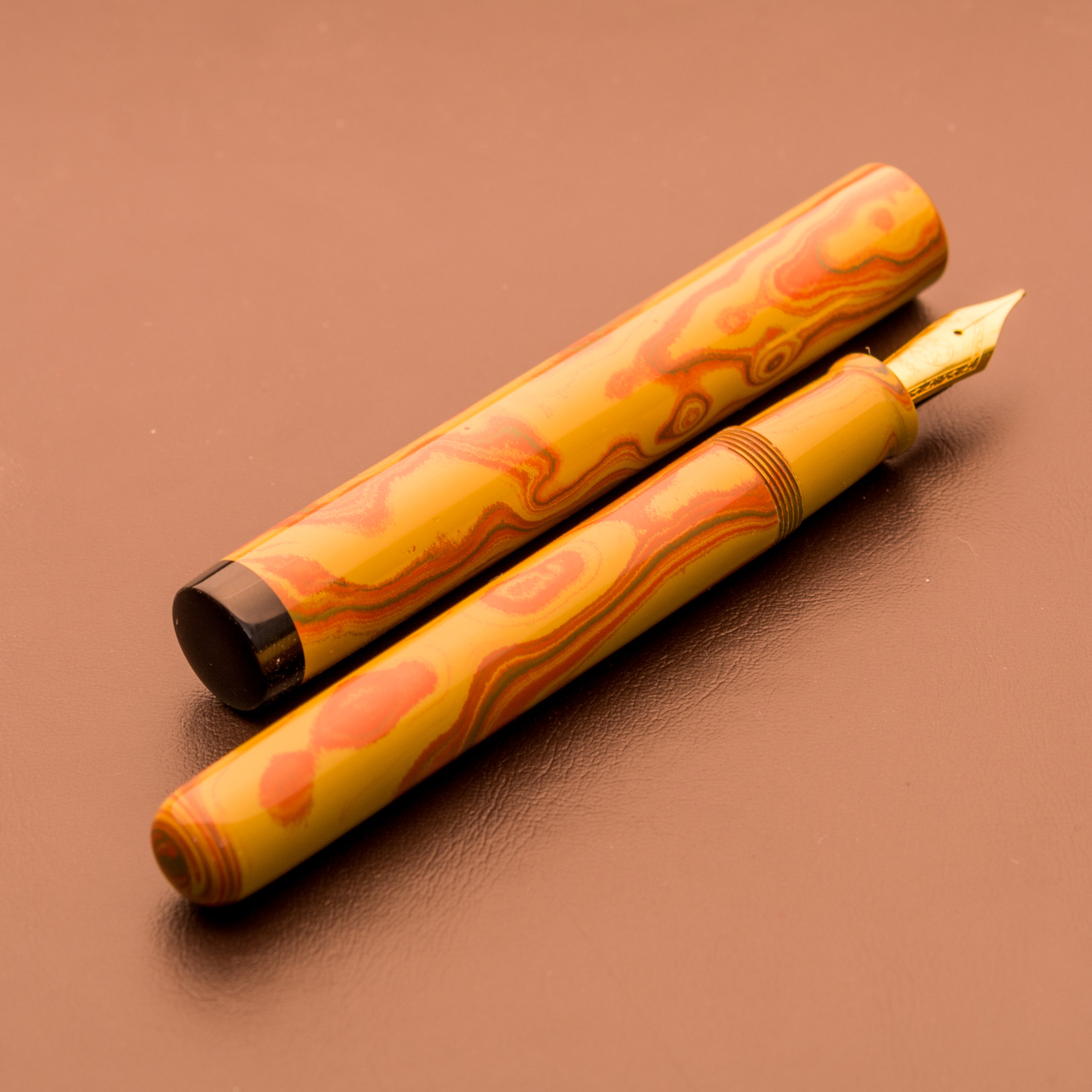 Fountain Pen - Bock #6 - 14 mm - SEM Rainbow Ebonite (Yellow & Orange)